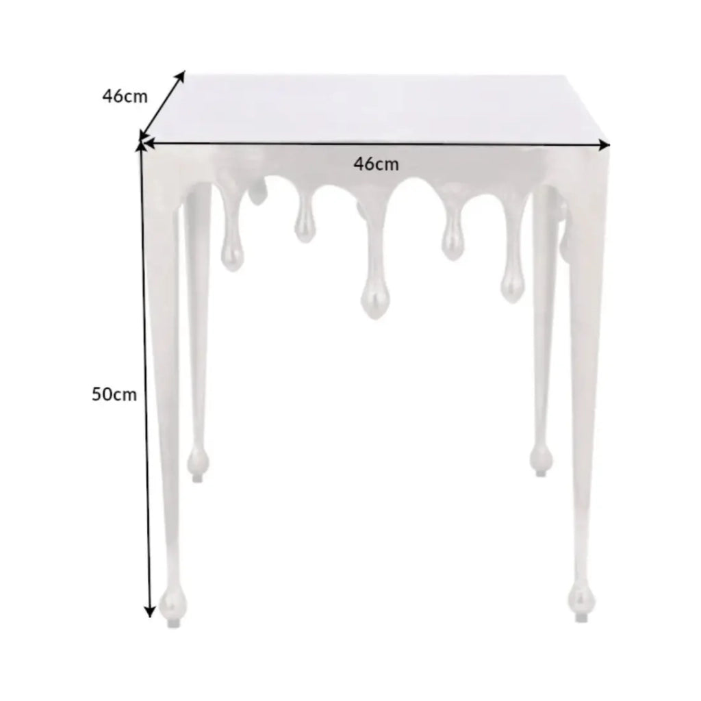Tavolino basso LAGUNA 46 cm argento effetto metallo fuso design contemporaneo