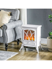 Elektrokamin mit Heizung, LED Flammeneffekt, 1000/2000W, Weiß