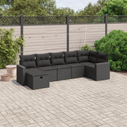 Set Divani da Giardino con Cuscini 7pz Nero Polyrattancod mxl 91793