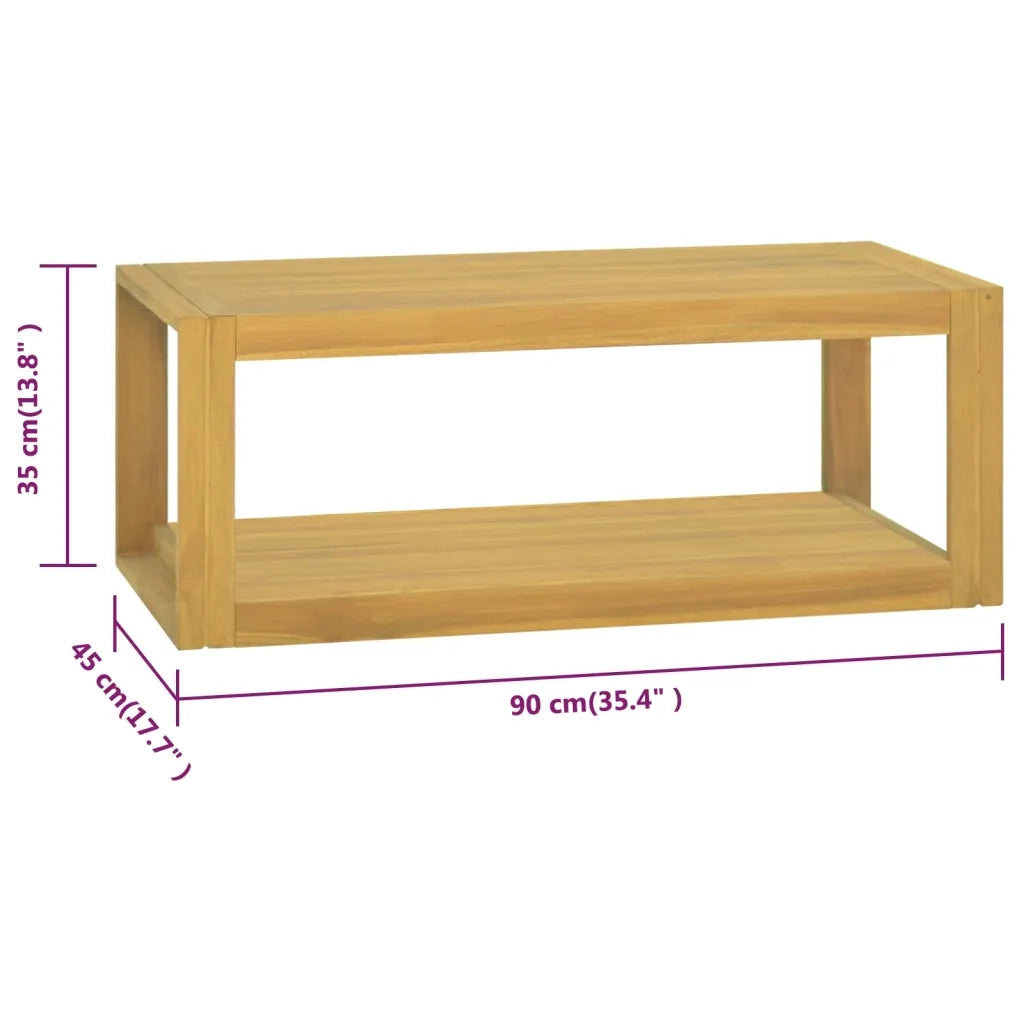 Elegante mobiletto da bagno a parete in legno 90 x 45 x 35 cm in teak naturale 02_0046962