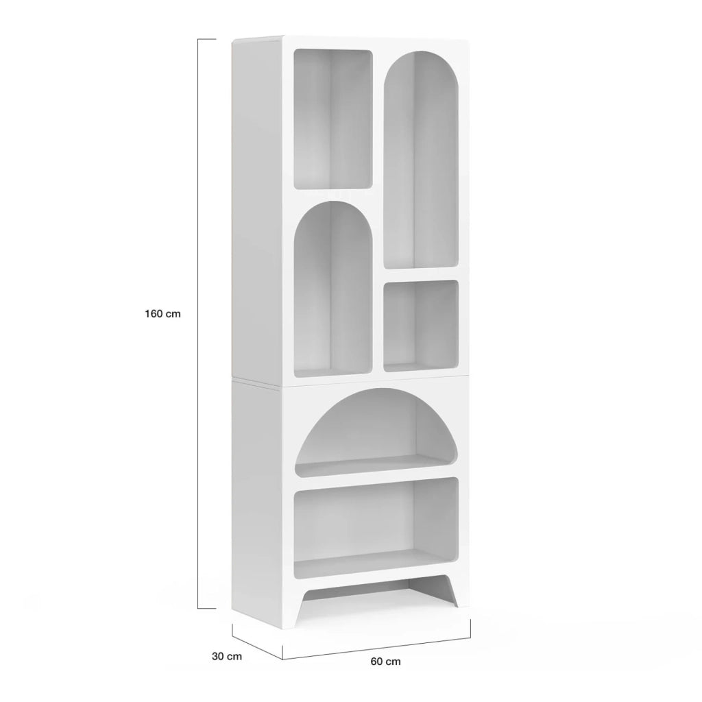 IDMarket - Libreria organica ALESIA con 6 scomparti in legno bianco