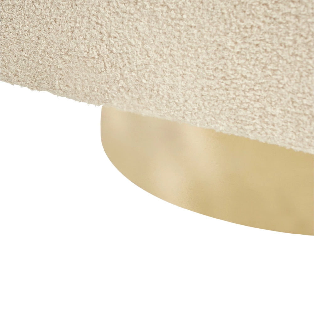 Poltrona in tessuto bouclè beige con base Girevole stile retrò glamour
