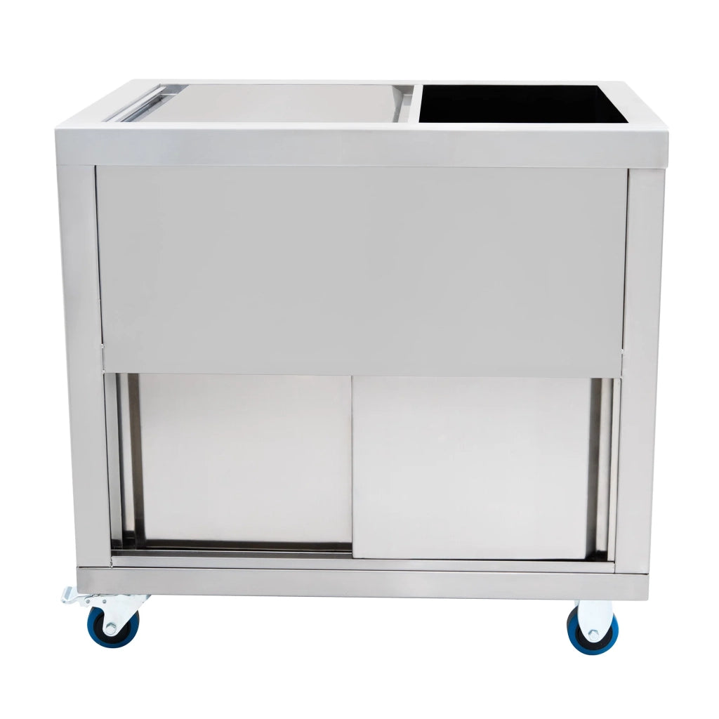Carrello Portaghiaccio Mobile 86L con Ruote 80cm Coperchio Diviso e Vano