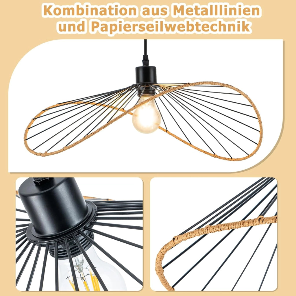 Lampada a sospensione ZMH vintage a 1 fiamma E27 nera per sala da pranzo lampadina non inclusa