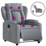 Poltrona | Sedia Relax Reclinabile Massaggio Elettrica Grigio Chiaro Tessuto
