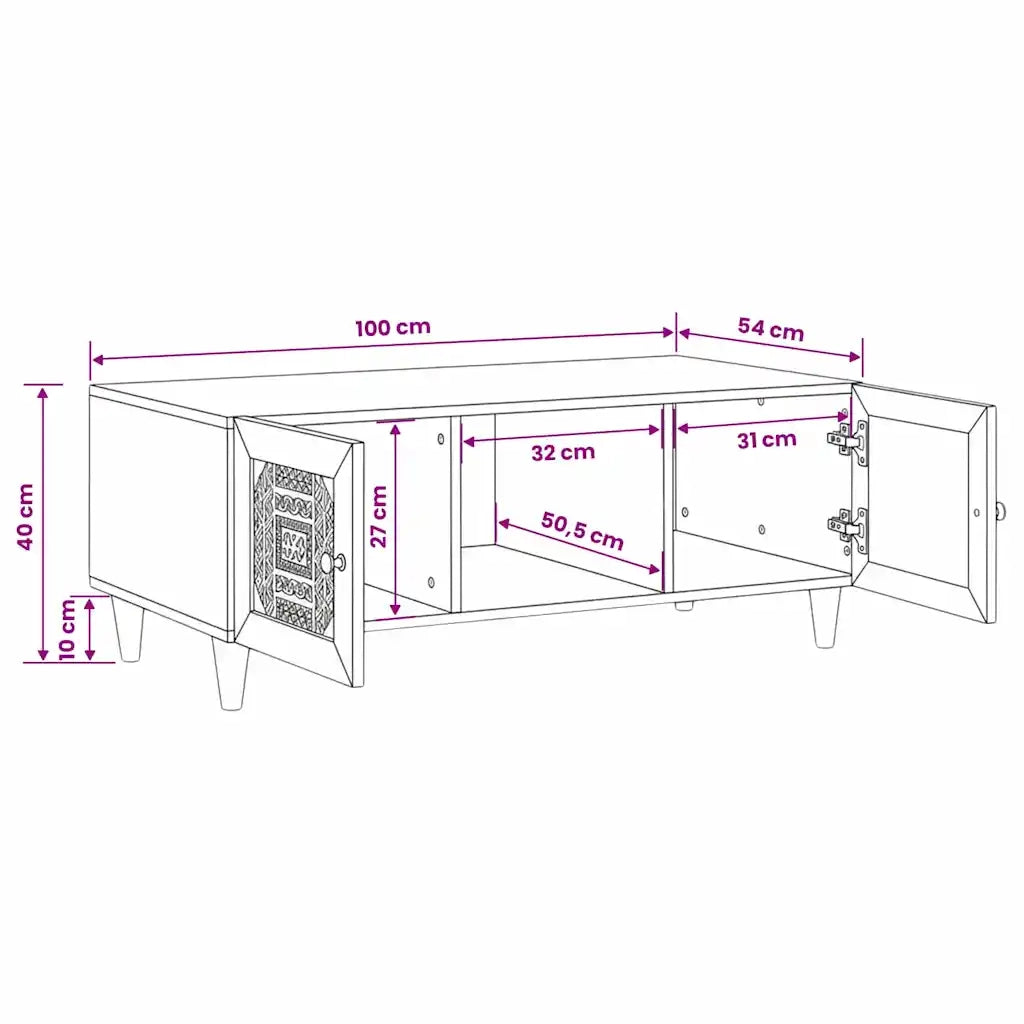 vidaXL Tavolino da salotto con porta Marrone chiaro 100 x 54 x 40 cm