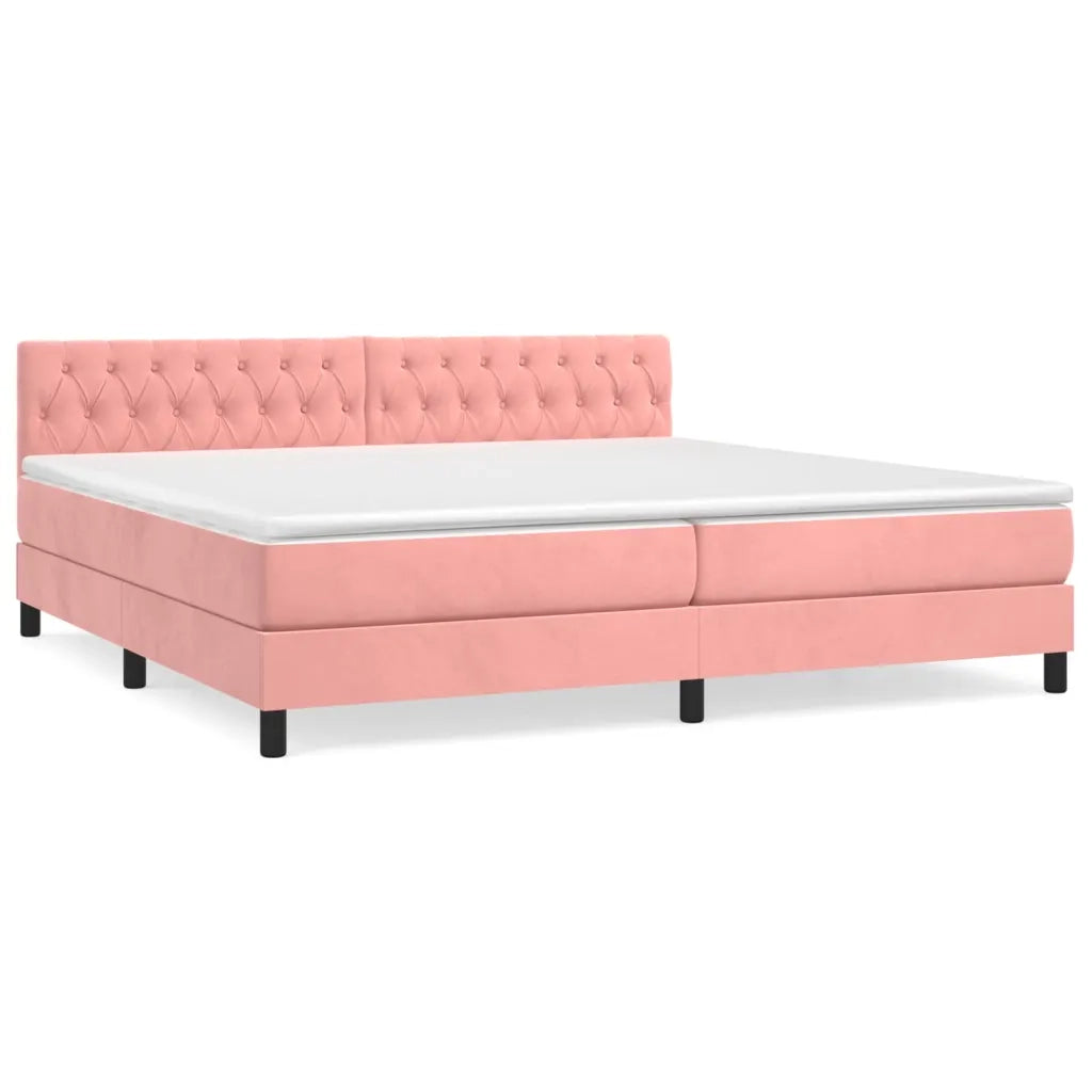 Giroletto a Molle con Materasso Rosa 200x200 cm in Velluto 3141508