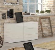 Credenza soggiorno madia con anta e 3 cassetti bianco lucido Metis Three