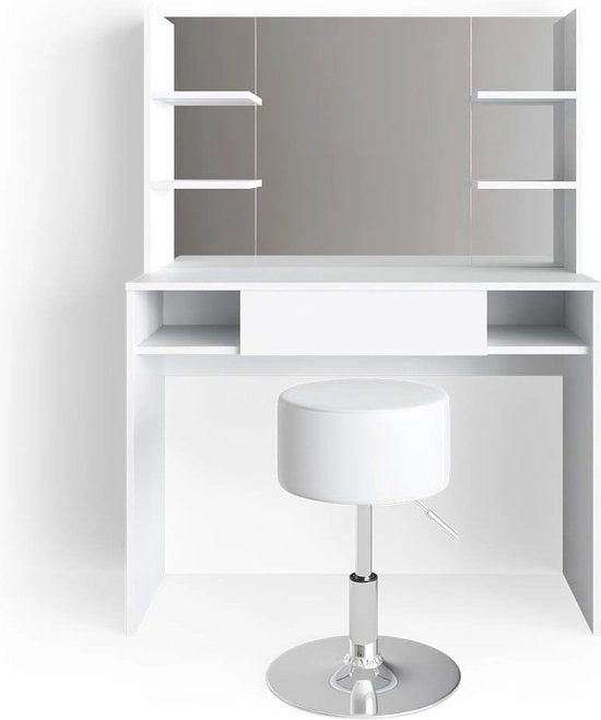 Specchio da bagno a muro 100 cm con specchio e sgabello