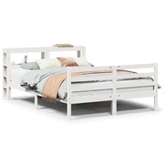 Letto matrimoniale | Letto per adulti | Giroletto con Testiera 160x200 cm in Legno Massello di Pino