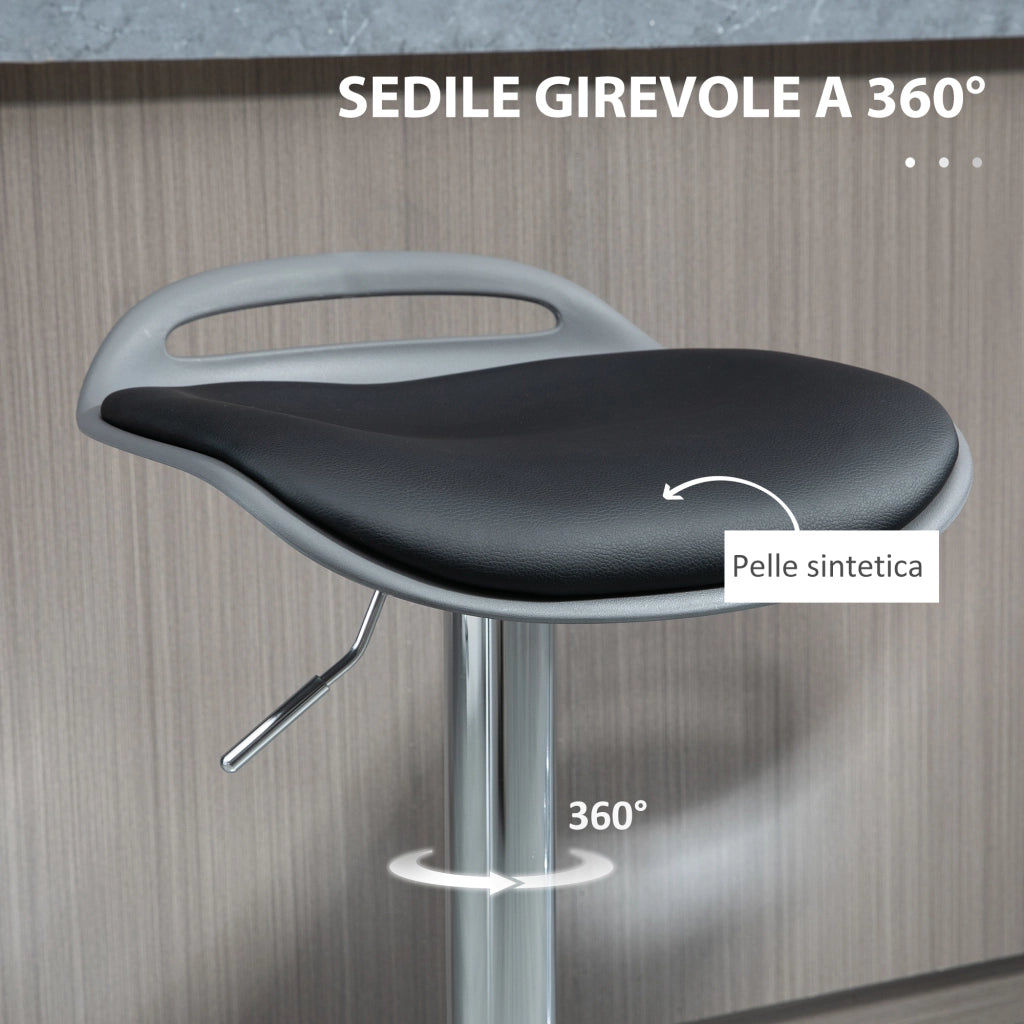 Easycomfort Set di 2 Sgabelli da Bar con Altezza Regolabile e Girevoli con Poggiapiedi, Nero