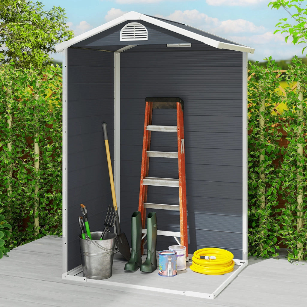 Casetta Giardino Shed 134x104x204 cm ¨C zephmum ¨C Plastica Grigio Scuro