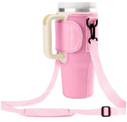 Porta acqua per bottiglie compatibile con Tumbler 40 oz - Cinturino regolabile - Rosa - Ideale per escursioni e campeggio