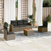Set Divano da Giardino 6 pz con Cuscini Grigio in Polyrattan 3224065