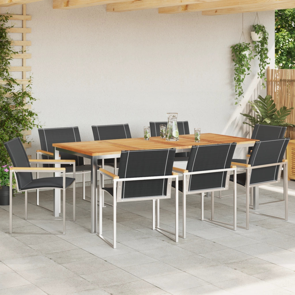 Set pranzo giardino  9 pezzi in legno massello di acacia
