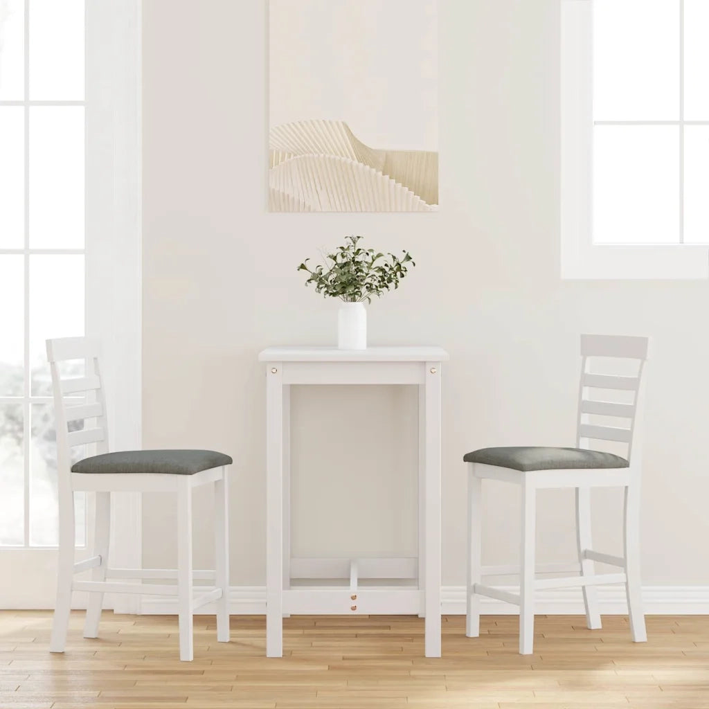 Sgabelli da Bar con Cuscini 2 pz Bianco Legno Massello di Hevea 4102541