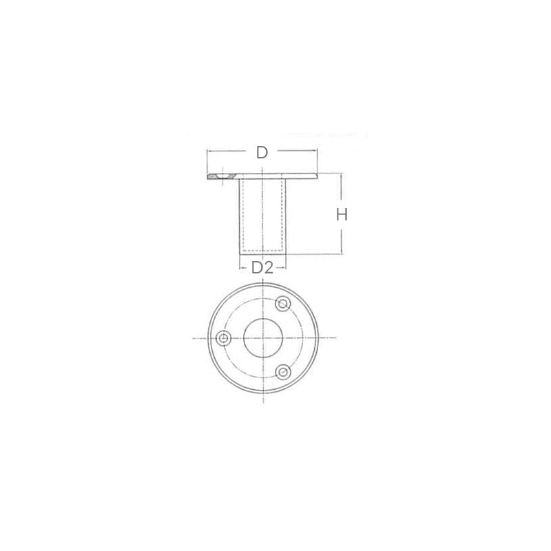BOCCOLA INCASSO INOX 316 Ø MM.25
