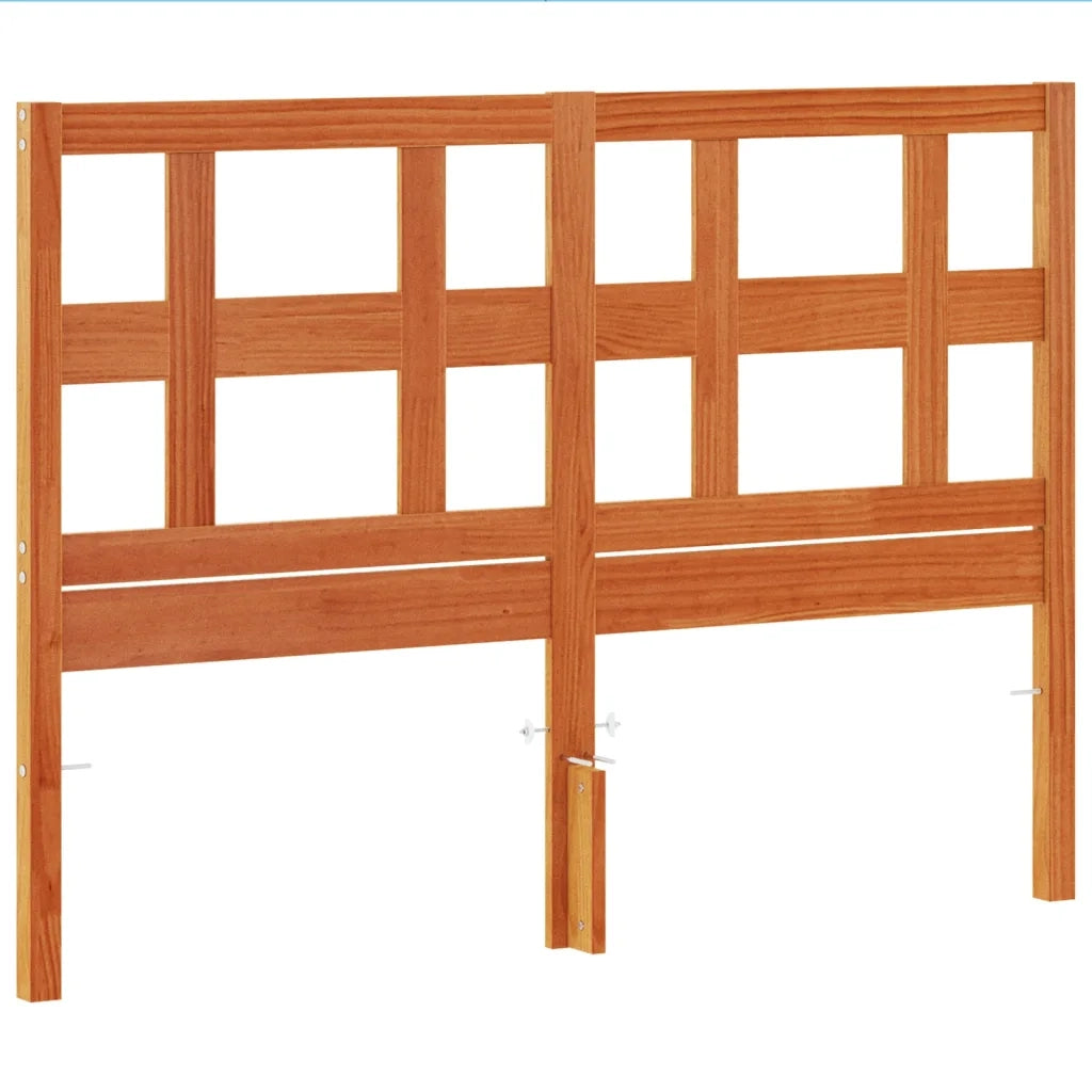 Testiera Marrone Cera 135 cm in Legno Massello di Pino 844353