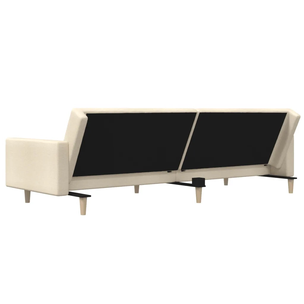 Divano Letto a 2 Posti Crema in Tessuto 375730
