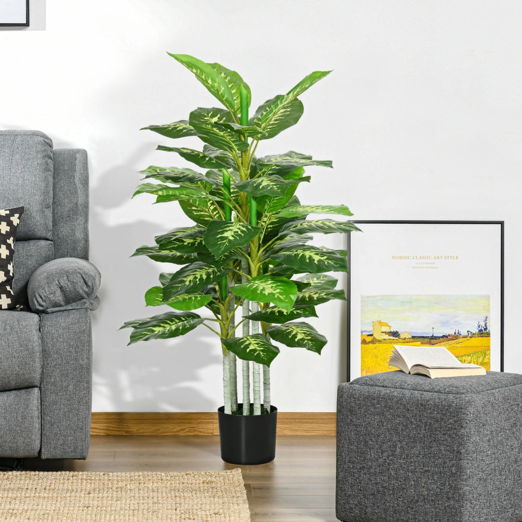 Plante artificiale Calathea ¨C zephmum ¨C Altezza 120 cm, vaso cemento, 53 foglie
