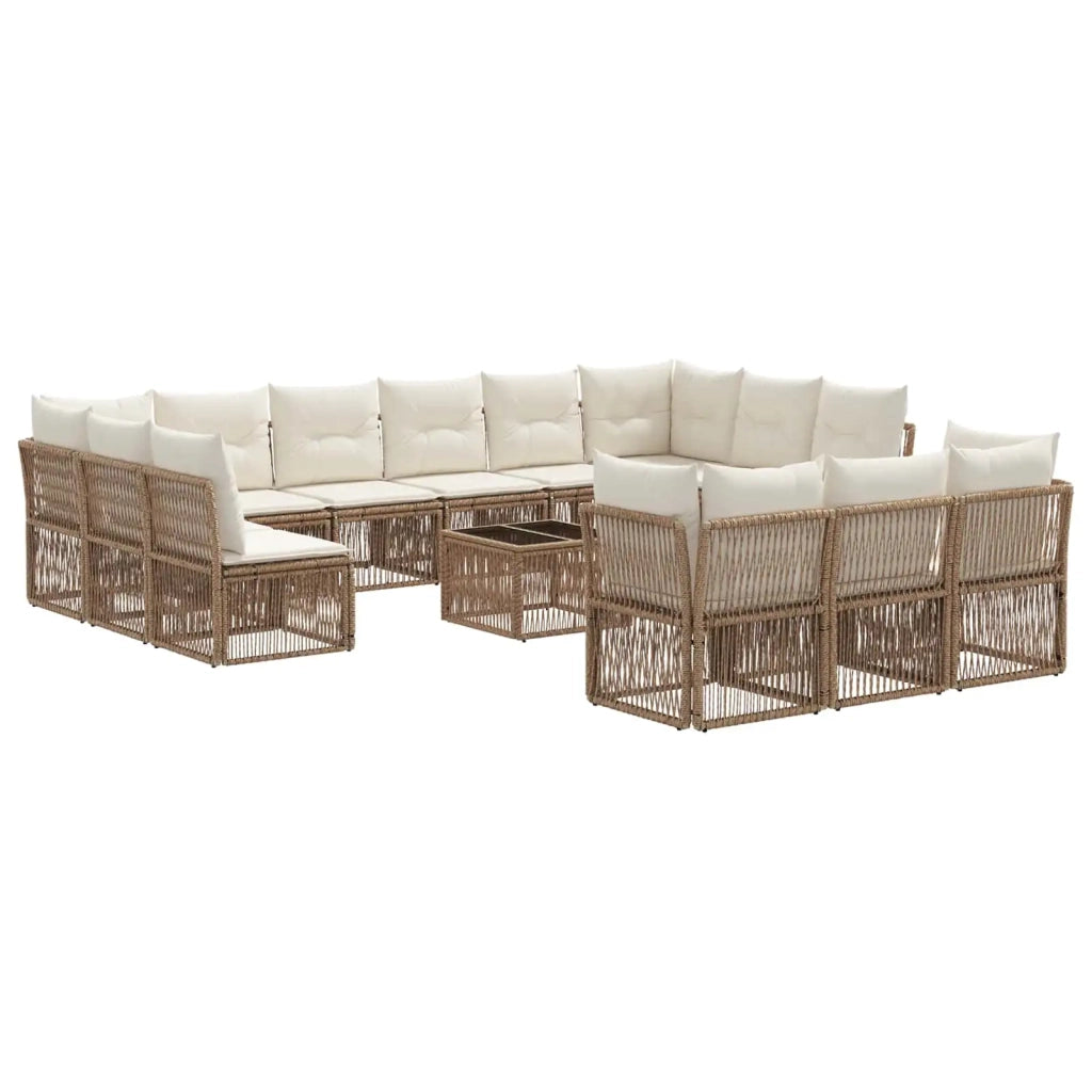 Set Divano da Giardino 14 pcs Beige polyrattan 3434409