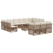 Set Divano da Giardino 14 pcs Beige polyrattan 3434409