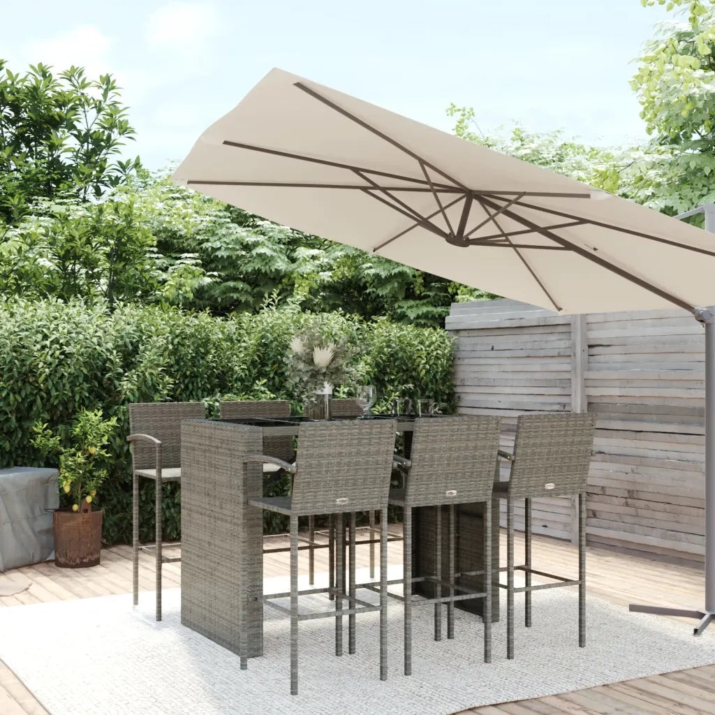 Set da Bar da Giardino 7 pz Grigio in Polyrattan 3187670