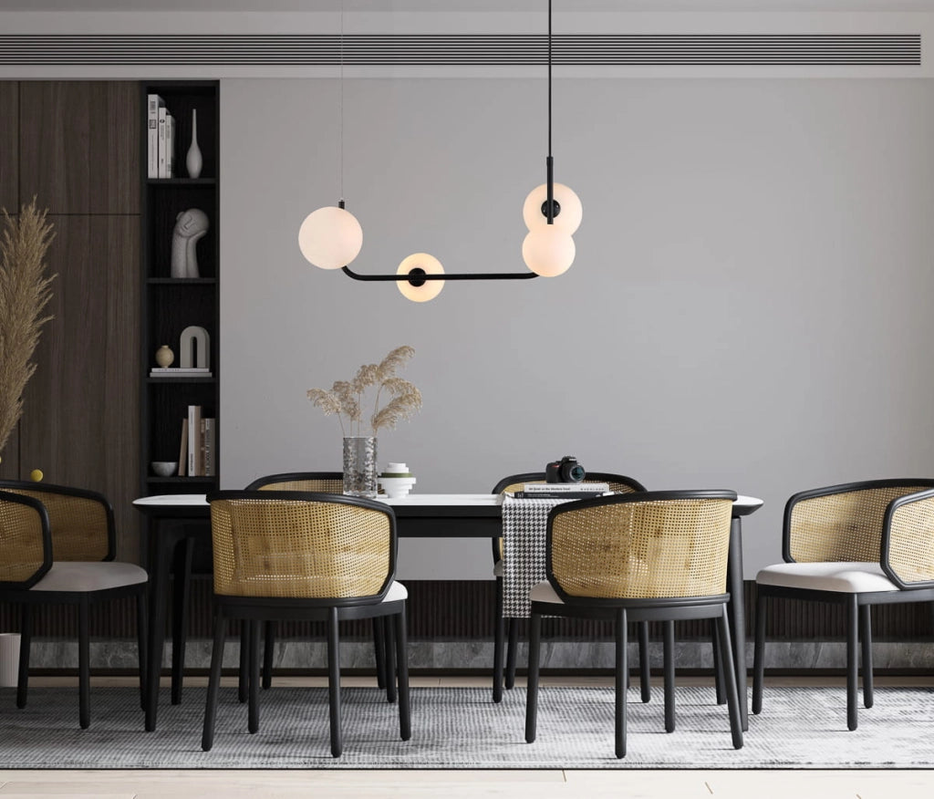 Italux Ferrand lampadario moderno nero in vetro 4xG9