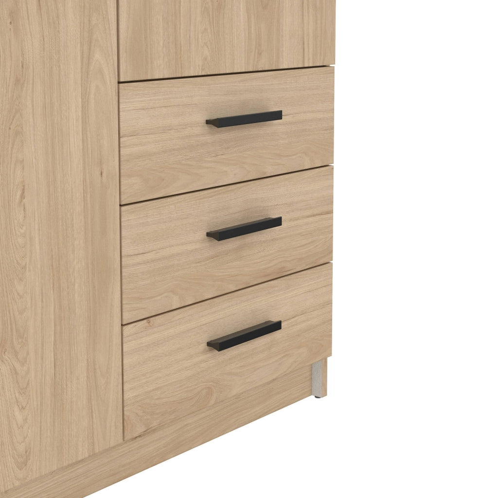 Guardaroba 2 ante Sultani, Mobile camera da letto, Cabina armadio portabiti, Armadio appendiabiti, 99x50 h200 cm, Rovere