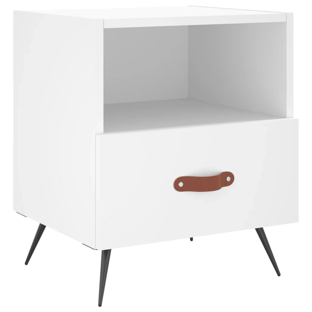 Set di 2 Comodini | Armadio da Notte | Mobiletto da notte Bianchi 40x35x47,5 cm in Legno Multistrato