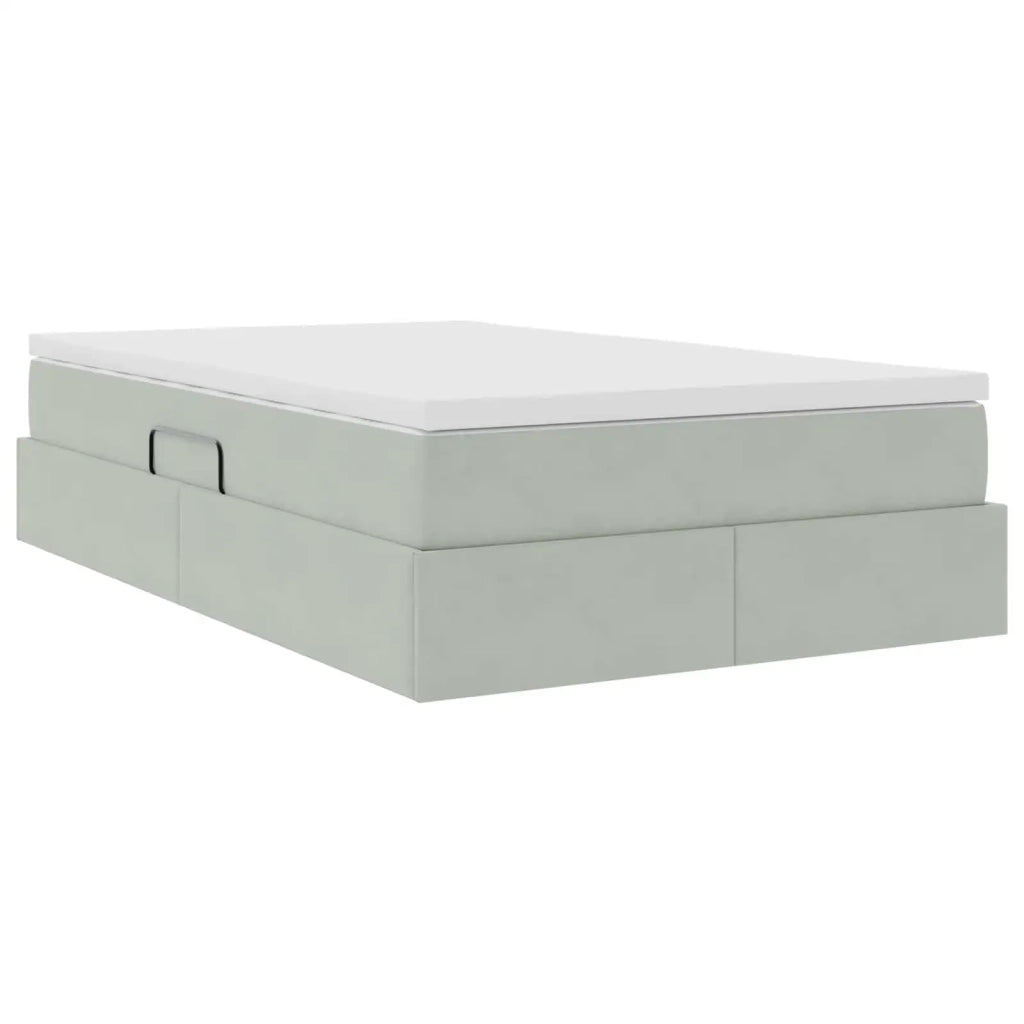 Letto con contenitore e materasso Grigio chiaro 120 x 190 cm