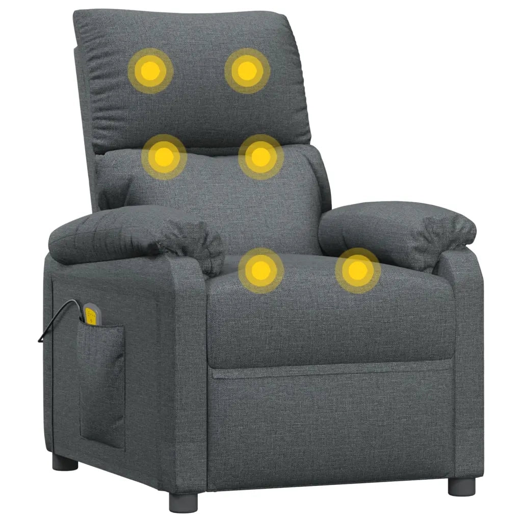 Poltrona Massaggiante | Sedia Relax Grigio Scuro in Tessuto