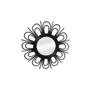 Specchio rotondo Aina in rattan nero stile boho