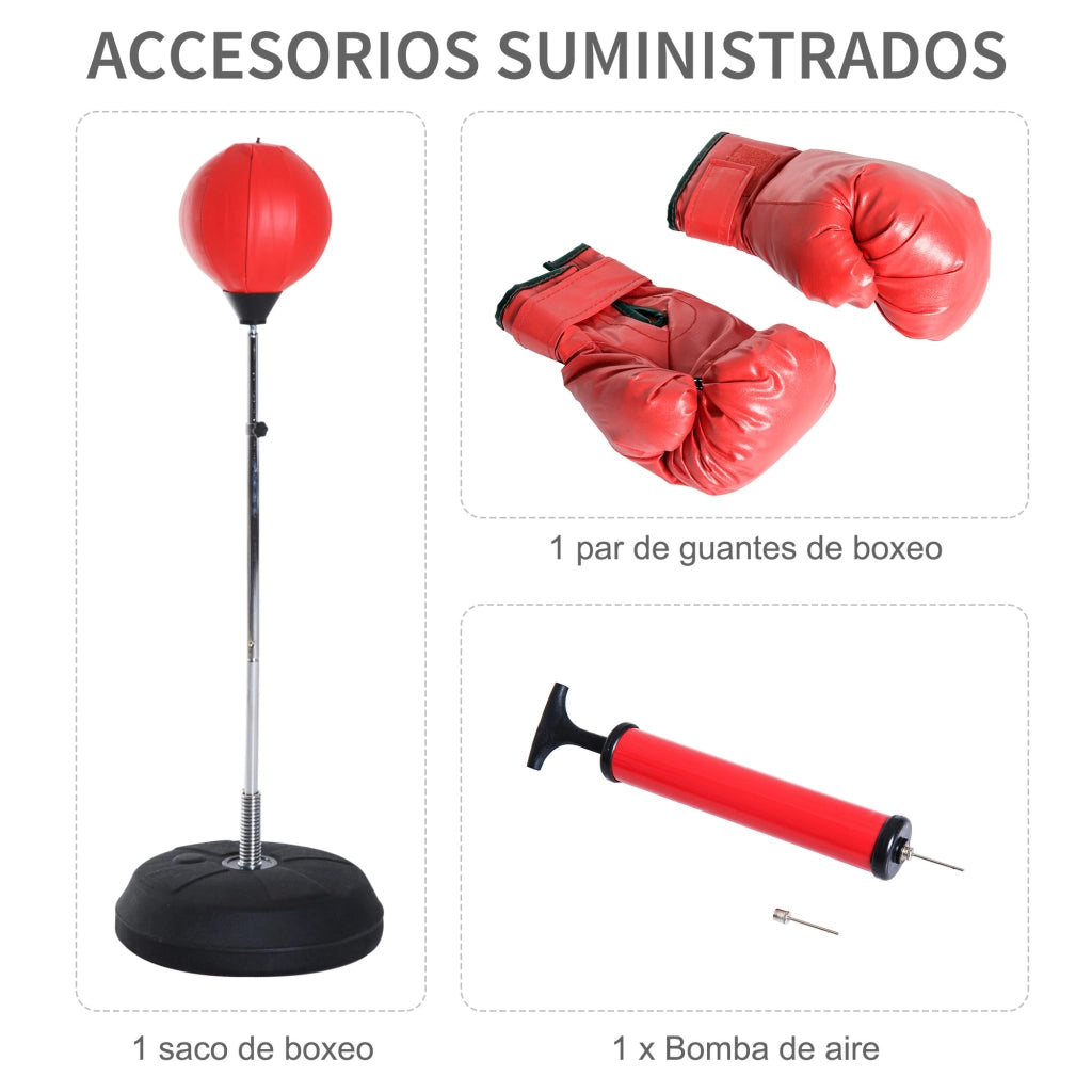 Sacco da boxe regolabile ¨C Zephmum ¨C 126-144 cm rosso e nero con guanti