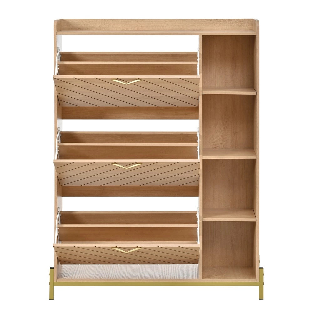 Scarpiera Nordica con Ante a Ribalta ¨C MINIMAL ¨C Rovere, 3 Ante, Slim, Ripiani Laterali