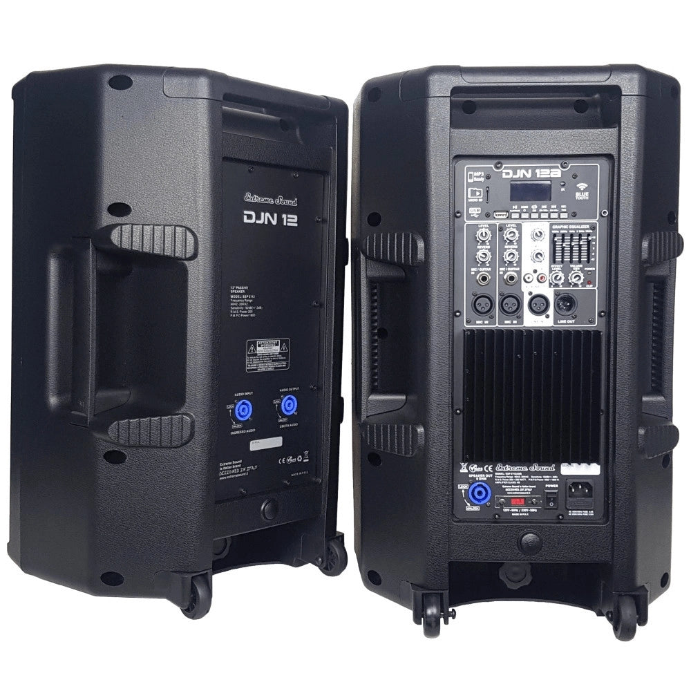 Trade Shop - Coppia Casse Audio Acustiche 3600 W Extreme Sound Woofer 12" Bluetooth Usb Djn-12 -