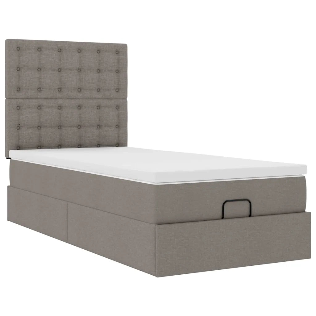 Pouf Letto con Materasso e LED Tortora 90x200 cm in Tessuto 3314145