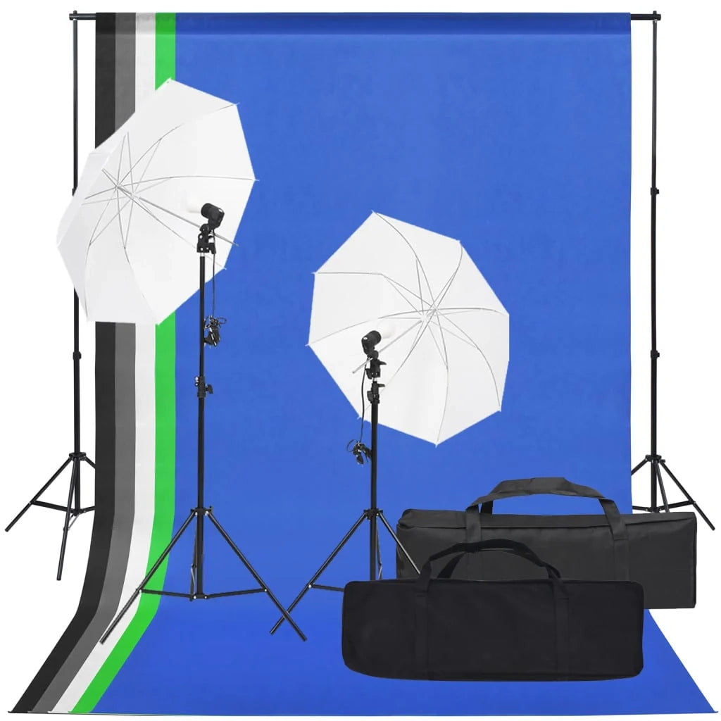 Kit per studio fotografico con illuminazione e fondale nero 02_0042422