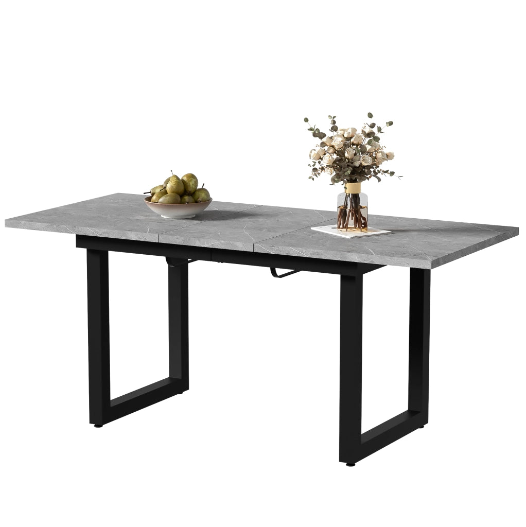 Tavolo da pranzo allungabile in MDF grigio e nero