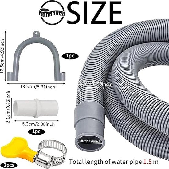 Set di tubi di scarico estensibili per lavatrice, asciugatrice e lavastoviglie - Kit completo di tubi di scarico estensibili 1,5m