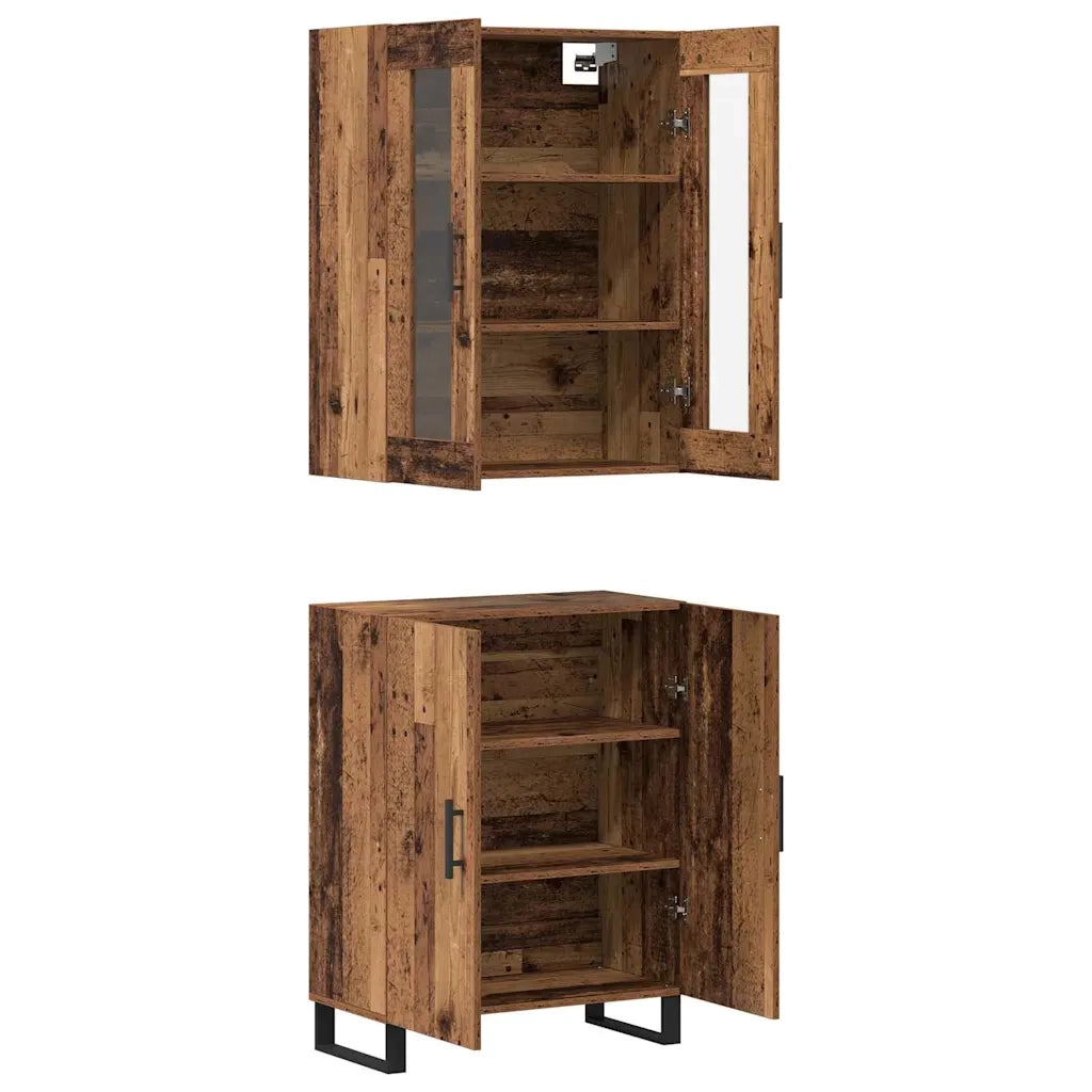 Credenza 2 pcs Legno vecchio Legno multistrato