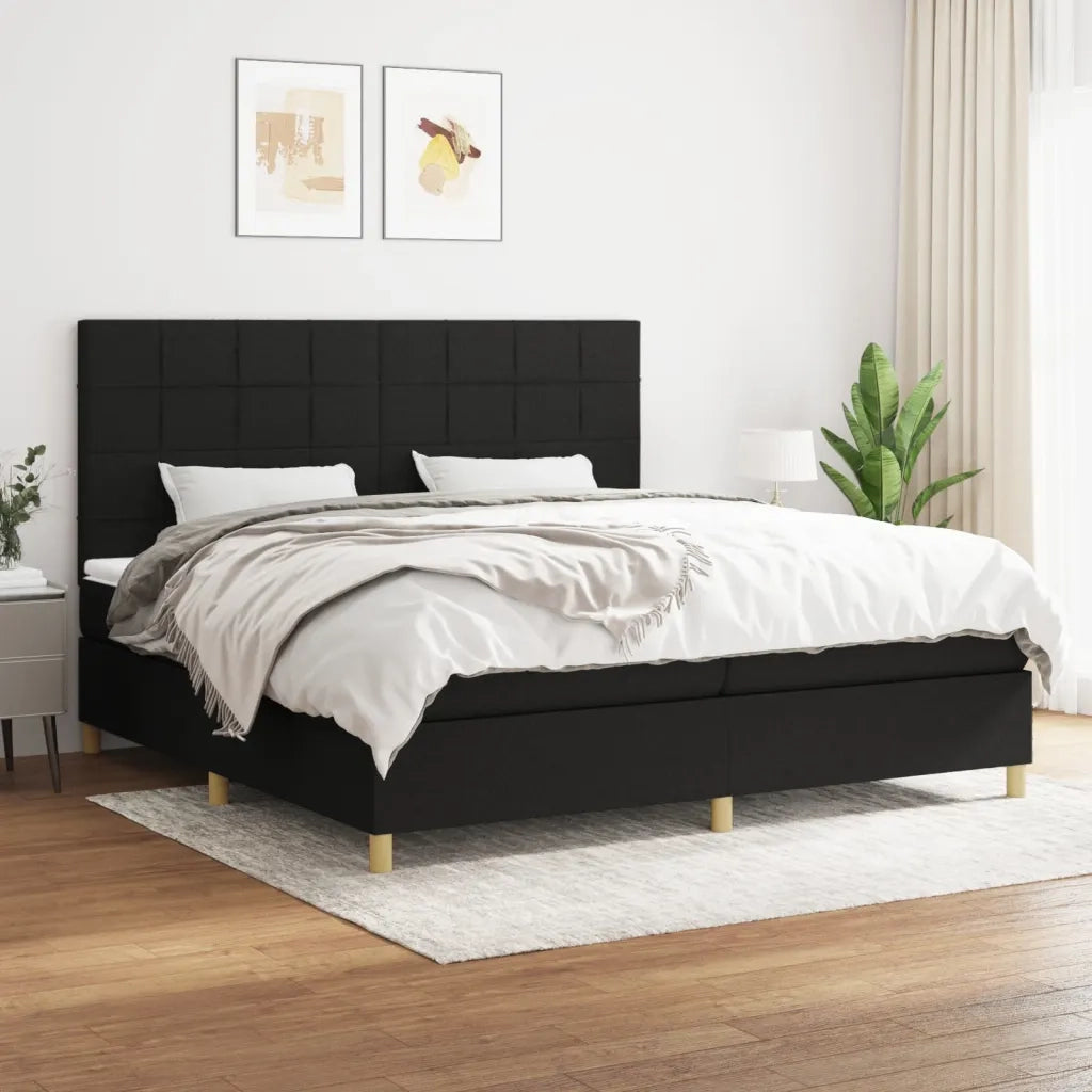 Giroletto a Molle con Materasso Nero 200x200 cm in Tessuto 3142363