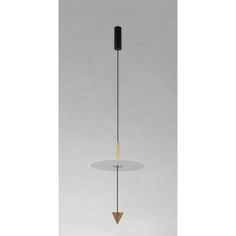 Trade Shop - Lampadario A Sospensione Lampada 12w Luce Led 6500k Disco Bianco ø23cm Cono Oro 33023 -