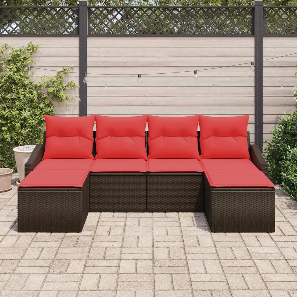 Set di divani 6 pz Marrone polyrattan 3346834