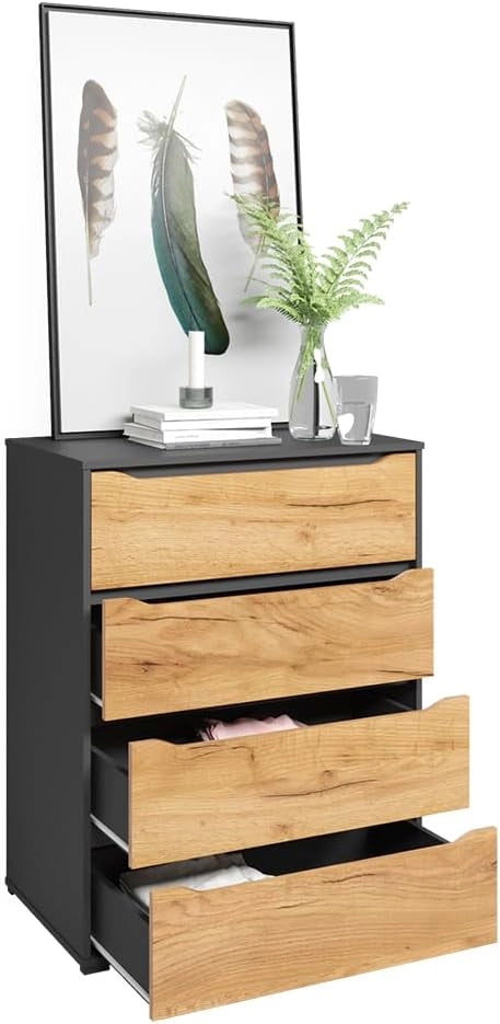 Credenza Ruben, Quercia dorata, 48 x 101.6 cm con cassetti, per riporre abiti e oggetti di uso quotidiano