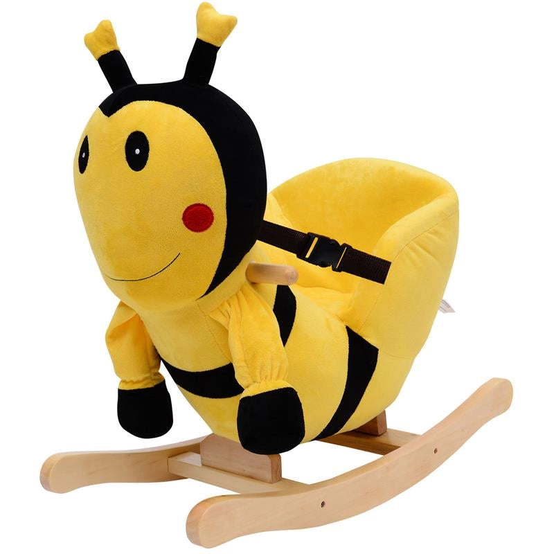 CAVALLO A DONDOLO IN LEGNO APE PER I BAMBINI 60 X 33 X 45CM GIALLO E NERO