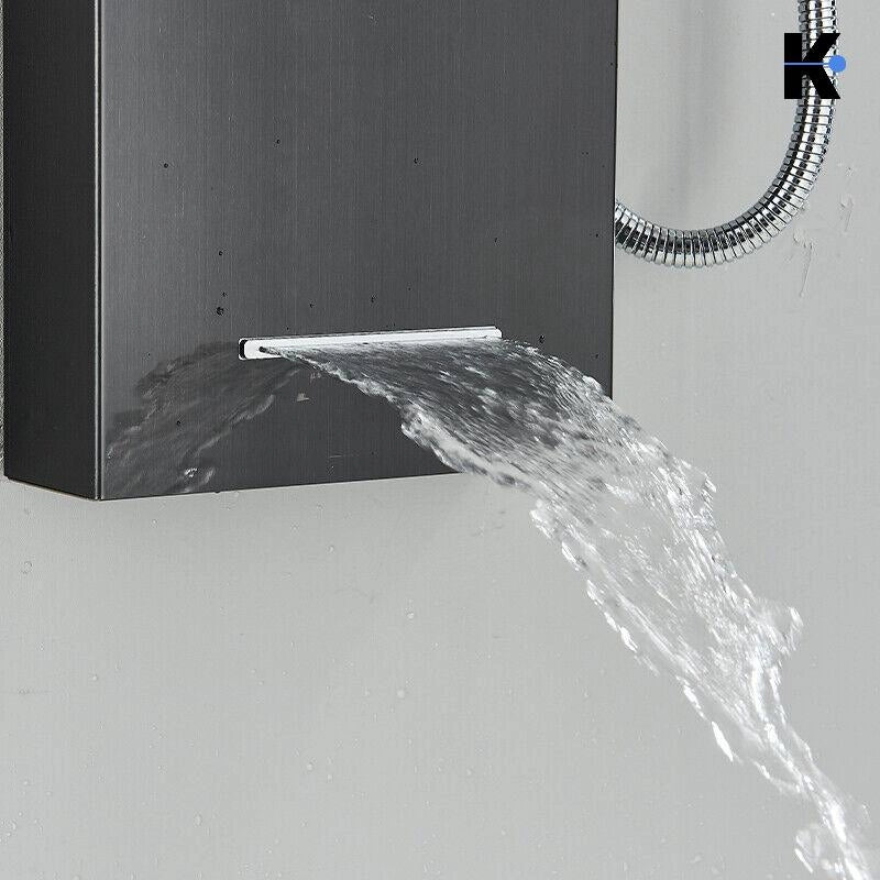 BERND | Pannello doccia Premium Doccia a pioggia in acciaio inox | Doccia massaggiante nera opaca Sistema doccia | Miscelatore Rubinetto Doccia doccia