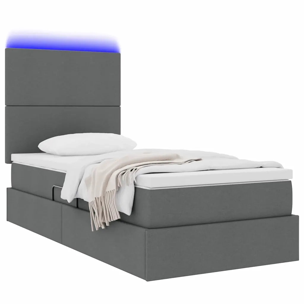Letto con contenitore e LED con led Grigio scuro 100 x 200 cm