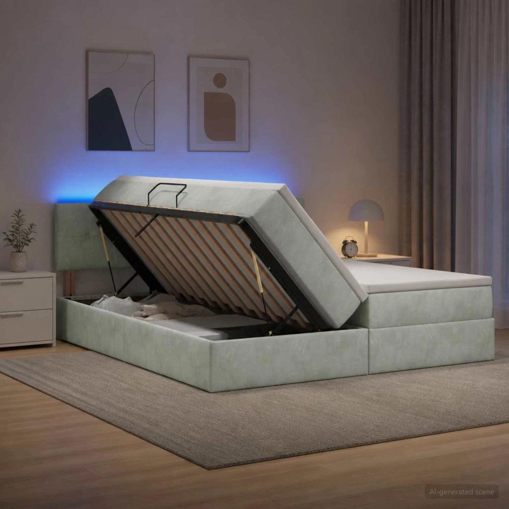 Letto con contenitore LED e materasso Grigio Chiaro 3459384