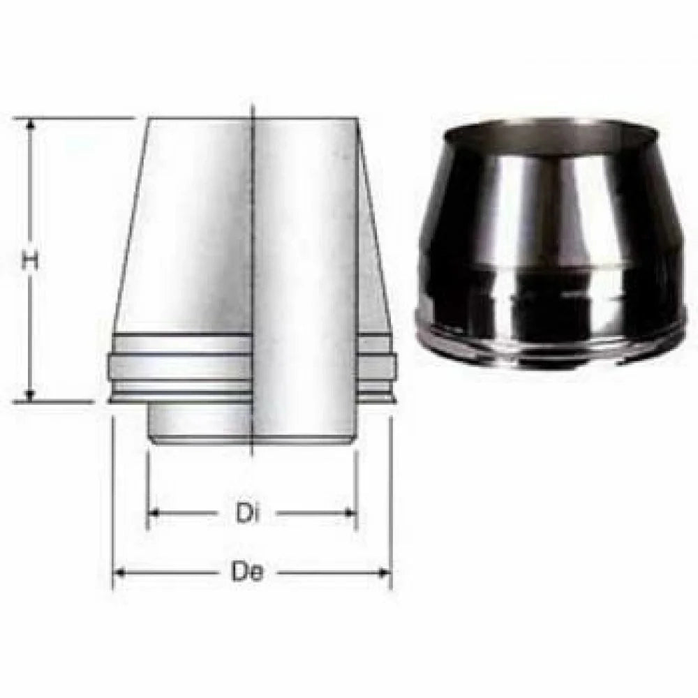 Inox doppia parete aisi 316 capp ello tronco cono d.180 230 b08x9